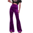 thumbnail image 1 of AherBiu Women's High Waisted Velour Bell Bottom Pants, Solid Color, Small US: 4, 1 of 7
