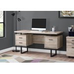 Monarch Specialties Computer Desk, Home Office, Laptop, Left, Right Set-up, Storage Drawers, 60"l, Work, Metal, Laminate, Beige, Black, Contemporary, Modern