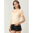 thumbnail image 2 of INSPIRE CHIC Haut en Dentelle Florale Semi-Transparente à Bord Festonné pour Femme, 2 of 6