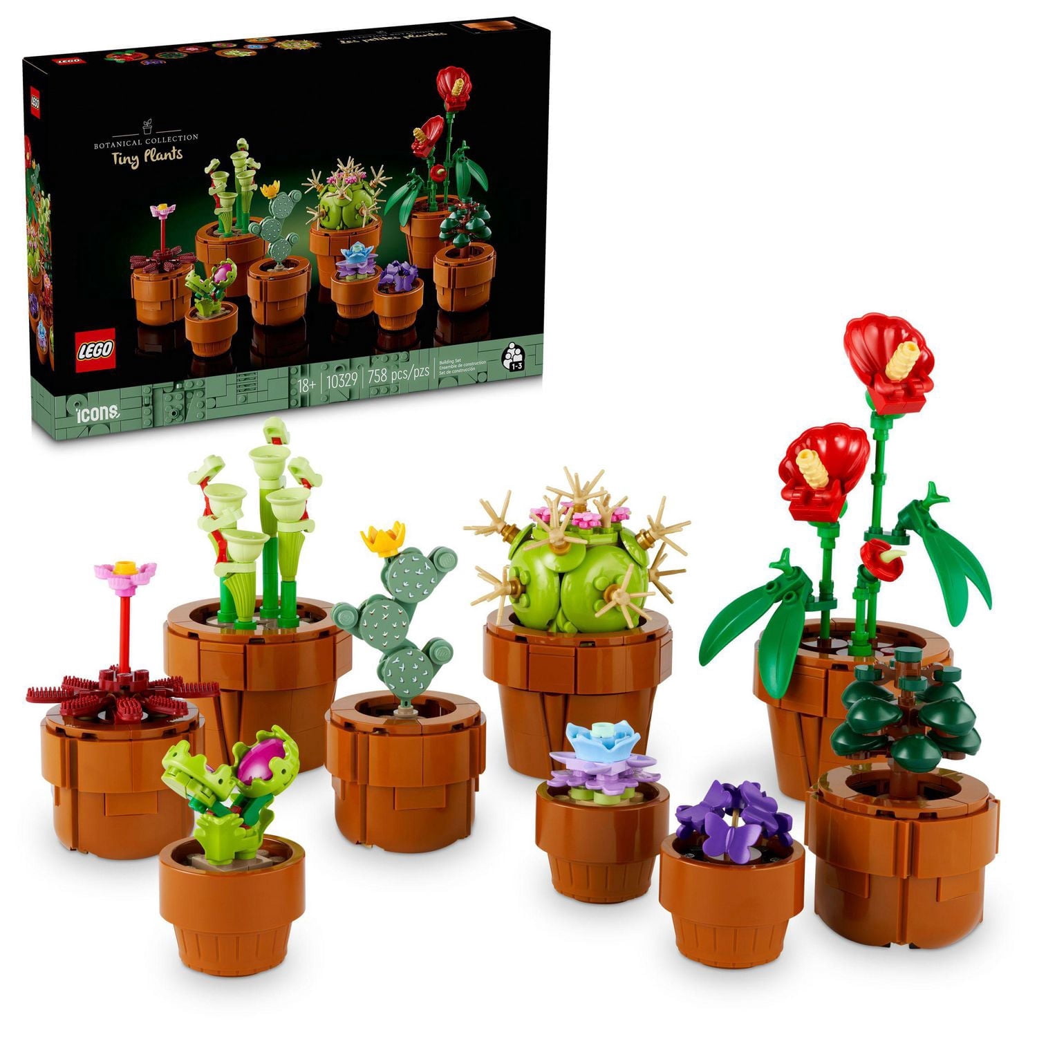 LEGO Botanicals Tiny Plants - Artificial, Fake Indoor Plant Building Set for Home, Kitchen, Desk Decoration, Adults Ages 18+ - Creative Birthday or Anniversary Gift - 10329