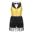 thumbnail image 3 of Jizyo Robe de Danse Latine Sans Manches à Paillettes pour Filles, Costume de Fête Jazz Performance Jaune 12, 3 of 7