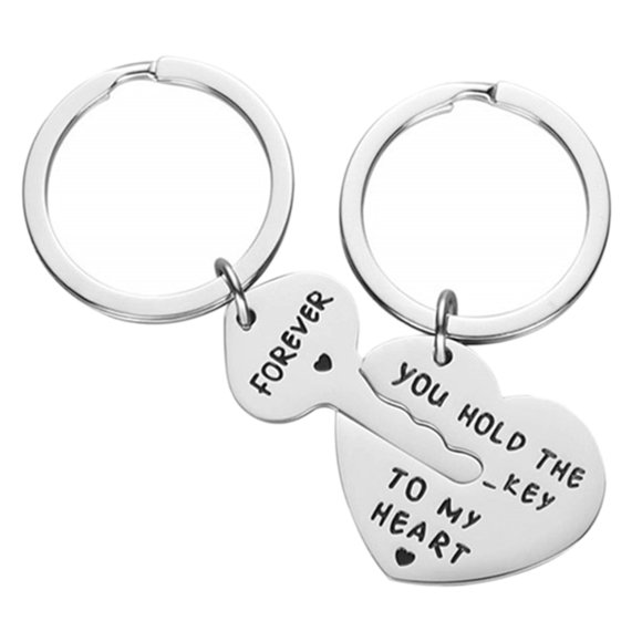 MasteelfCA 2Pcs Stainless Steel Key Chain Boyfriend Girlfriend Key Ring Valentine Day Gift