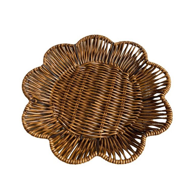 Rongfmy Artificial Rattan Fruit Basket Snack Basket for Cafes Festivals Housewarming 28cmx4cm