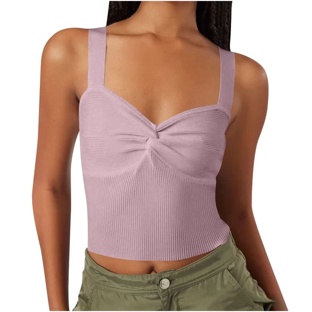 Timegard Going out Tank Top for Women Ruched V Neck Slim Comfy Knit Tee Sleeveless Top Solid Color