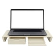 thumbnail image 1 of Adjustable Foldable Monitor Stand with Drawers & Phone Holder - Ergonomic Desk Riser for Laptop, iMac, PC - Space-Saving Desktop Organizer Shelf - Beige, 1 of 8
