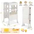 thumbnail image 3 of Costway Folding Kitchen Kids Step Ladder Stool Wooden Toddler Safety Tower Helper White, 3 of 10