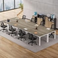 thumbnail image 3 of Tribesigns 78.74-Inch Large Conference Room Table, Modern Office Meeting Seminar Table Desk with Metal Legs and Adjustable Foot Pads, Seats 6-8 People, Oak Finish, 3 of 4