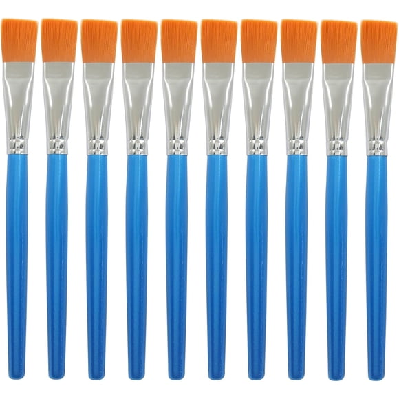 Pinceaux Plats, Manche Bleu Ciel, Lot de 10, 3/4 Po