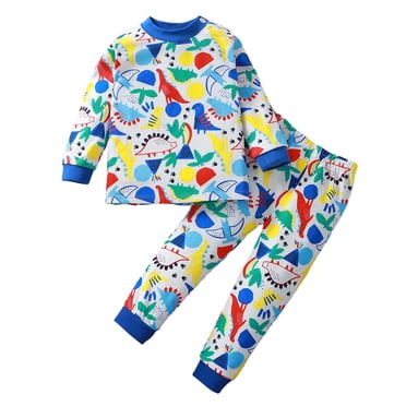 Splozh Boy's Casual Tracksuit Childrens Comfortable and Breathable Long Sleeved Home Clothes Two Piece Set with Cute Cartoon Pattern Multicolour,3-6 Months