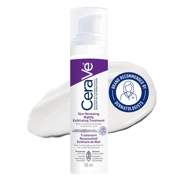 CeraVe Nightly Exfoliating Treatment, AHA Face Cream with Glycolic and Lactic Acids for Fine Lines and Pores, 50mL