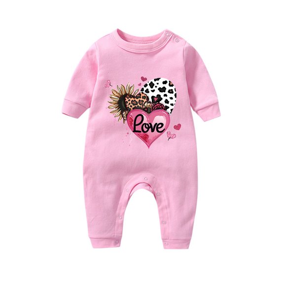 Lovzfmll Jumpsuit for Toddler Boys Girls, Valentine Love Heart Print Snap Onesie, Long Sleeve Fun Holiday Pajamas, Cozy Loungewear for Party for 9-12 Months