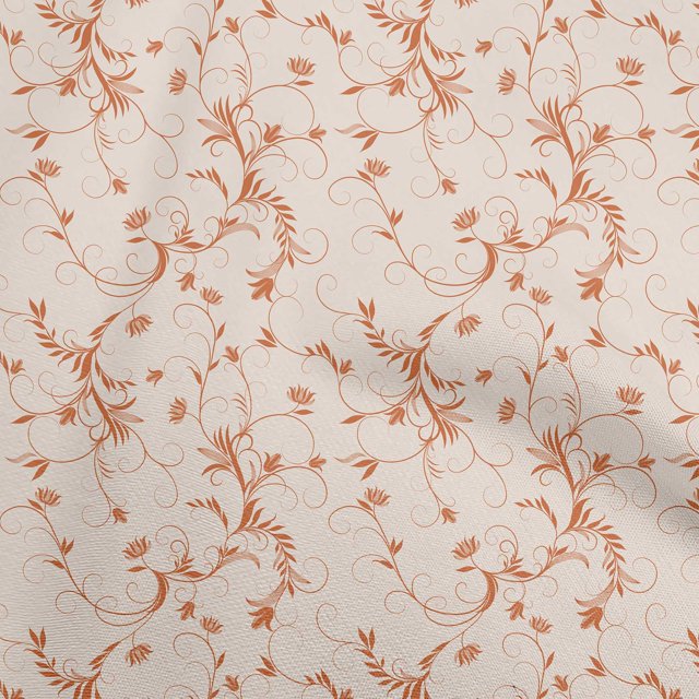 oneOone Cotton Poplin Peach Fabric Asian Scroll Craft Projects Decor Fabric Printed By The Yard 42 Inch Wide