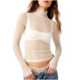 thumbnail image 1 of RXIRUCGD Mode Femmes Manches Longues Confortable Respirant Col Roulé Blouse Chemise Hauts, Blanc, Taille : L, 1 of 8