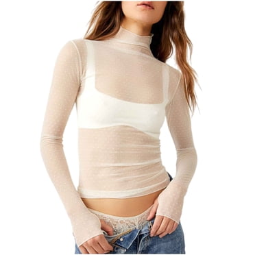RXIRUCGD Fashion Women Long Sleeve Comfortable Breathable Turtleneck Blouse Shirt Tops, White, Size: M