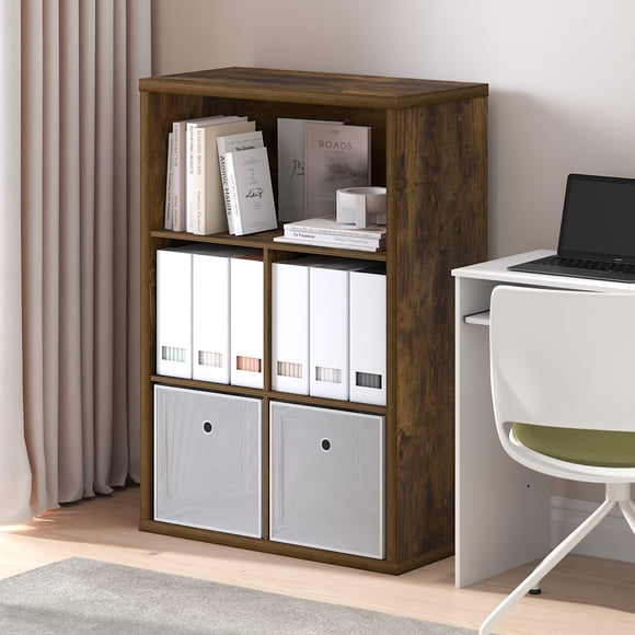 Furinno CUBICLE Organisateur de Rangement à Dos Fermé 5 Cubes en Pin Ambré