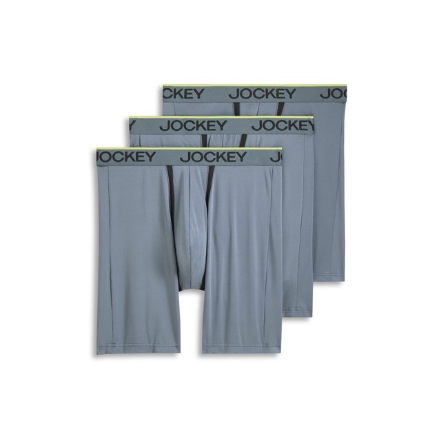 Jockey Men's Chafe Proof Pouch Microfiber 8.5" Long Leg Boxer Brief - 3 Pack