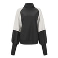thumbnail image 3 of FAIWAD Womens Casual Mock Neck Sweatshirt Puff Long Sleeve Patchwork Pullover Loose Workout Tops, 3 of 4