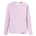 thumbnail image 4 of HKEJIAOI Chemises Long Sleeve en Polyester pour Women Col Rond Solide Sortant Tops pour Women, 4 of 4