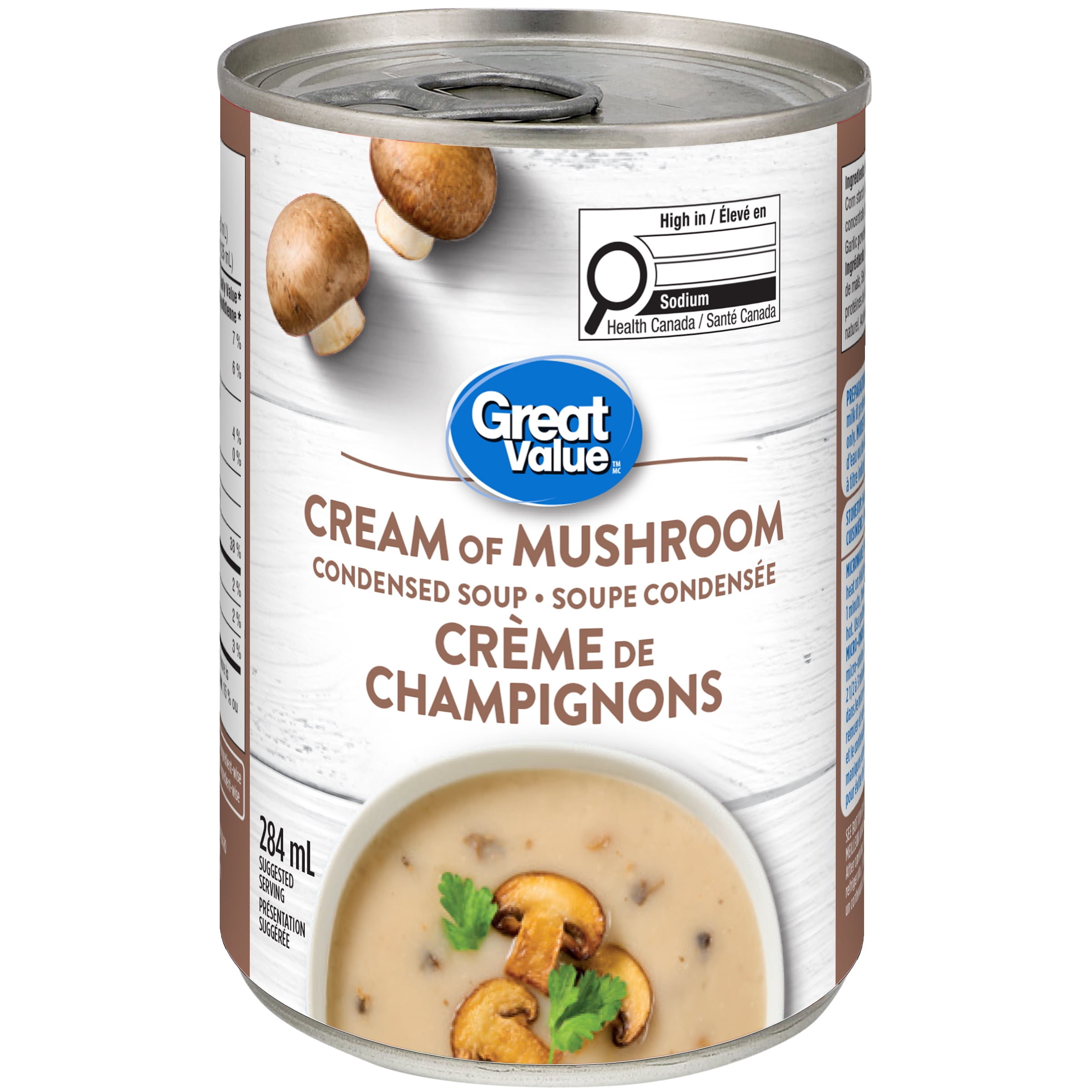 Soupe condensée Crème de champignons Great Value