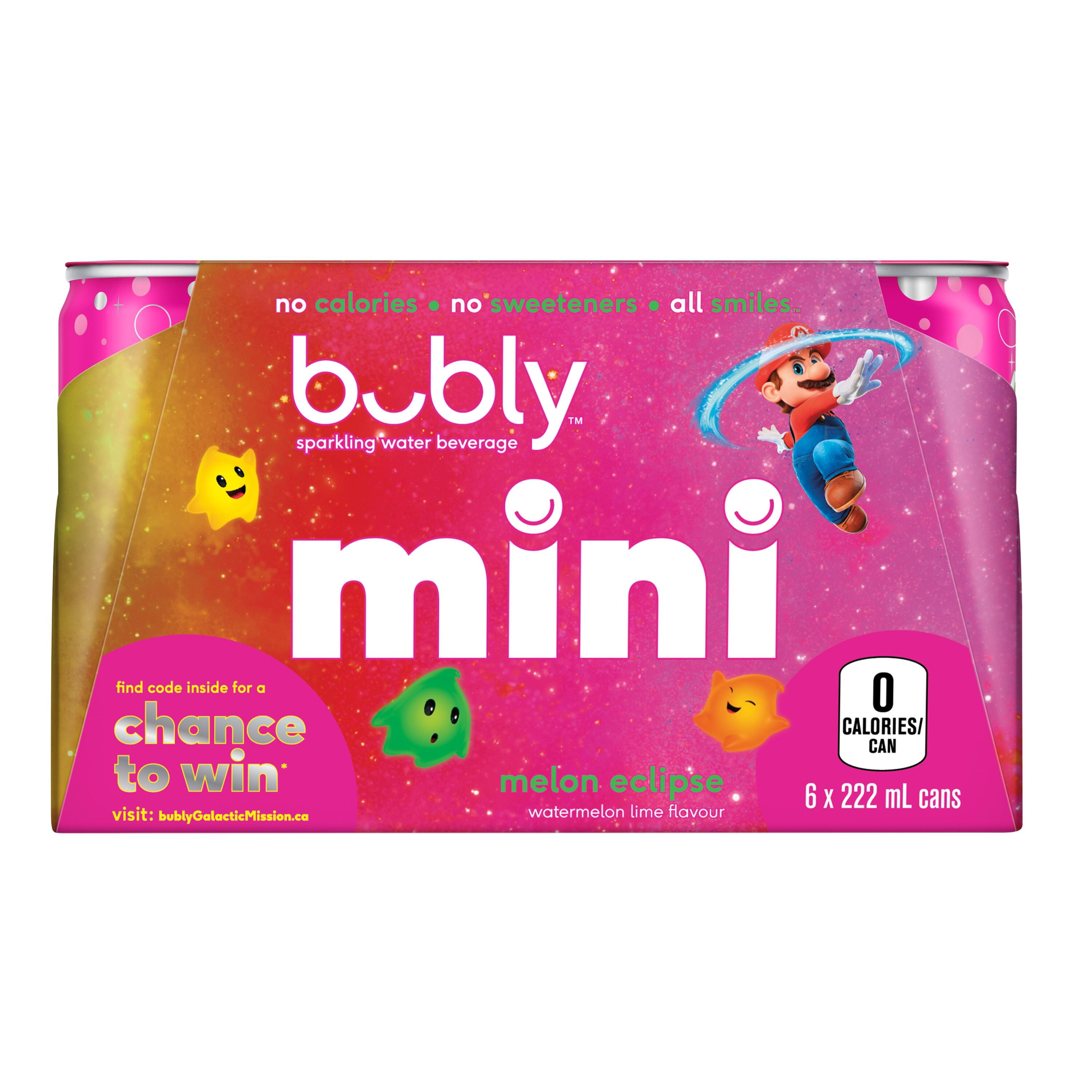 Eau pétillante Bubly Éclipse de melon 6 x 222 mL, Mini-canettes