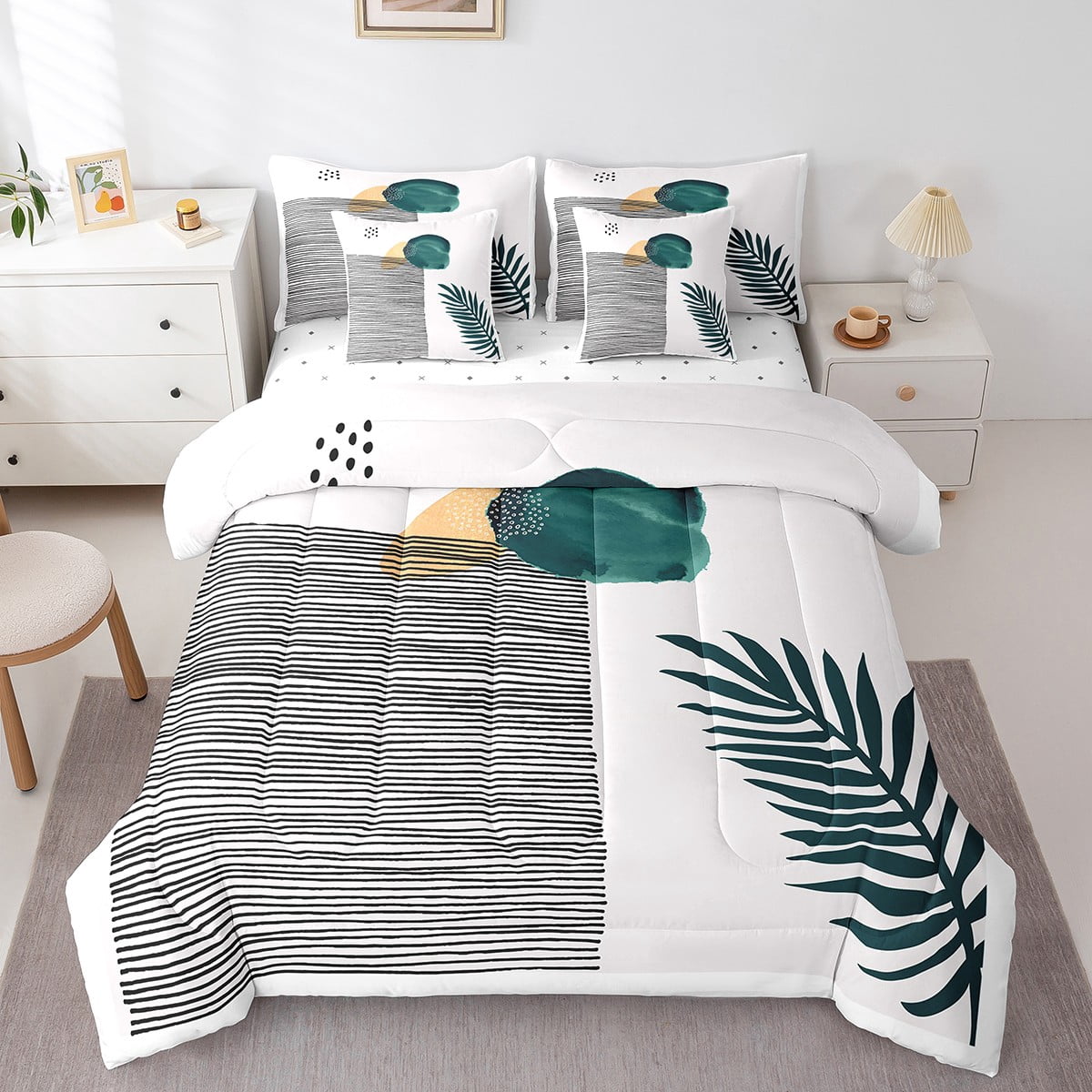 YST Aesthetic King Comforter Set, Modern Bedding, 7-Piece, King