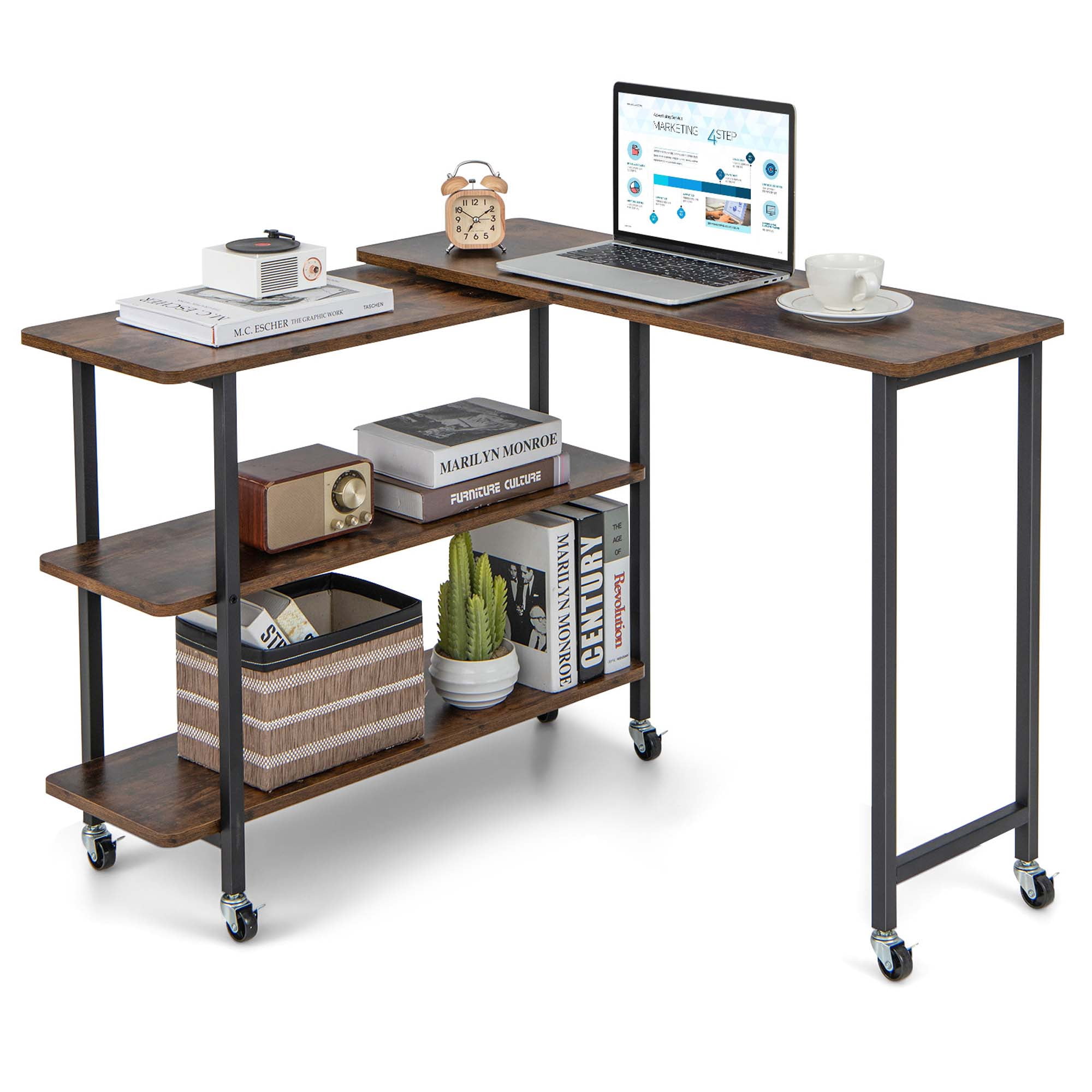 テーブル・チェア・ハンモック slide sidetop leiri hygge store S-ST25 Costway 360° Rotatable Sofa Side Table L-shaped Laptop Desk Snack