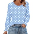 thumbnail image 1 of HAiming Chemises à Pois pour Femmes Décontractées à Col Rond Hauts à Volants Plissés Blouse Basique Chic T-Shirts de Travail, 1 of 6