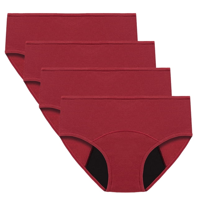 Culottes Menstruelles Étanches pour Femmes, Réutilisables, Confortables, Taille Mi-Haute, Hipster, Lot de 4