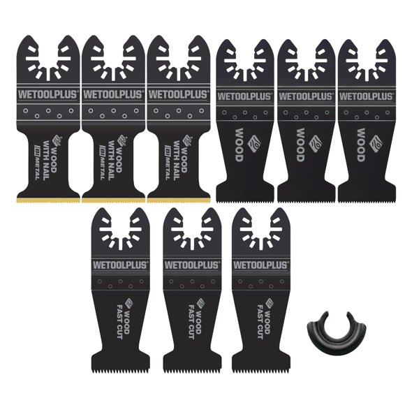 WETOOLPLUS 9-Pack Oscillating Tool Blades with Adapter, Compatible with Rockwell RW8981K Old & New Models, Universal Fit Multitool Saw for Wood Metal Plastic, Bi-Metal End Cut Kit