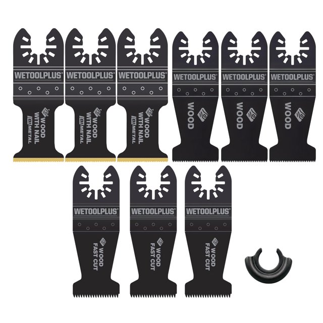 WETOOLPLUS 9-Pack Oscillating Tool Blades with Adapter, Compatible with Rockwell RW8981K Old & New Models, Universal Fit Multitool Saw for Wood Metal Plastic, Bi-Metal End Cut Kit