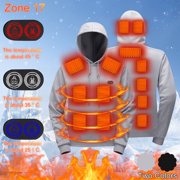 Heated Hoodie for Men Drawstring Hooded Sweatshirt 17 Heating Zones Pullover with Kangaroo Pocket Plus Size Winter Thermal Pullovers