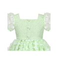 thumbnail image 4 of Robe Fille 3D Butterfly Verte Dentelle Florale Col Carré Manches Courtes 5 Ans, 4 of 6