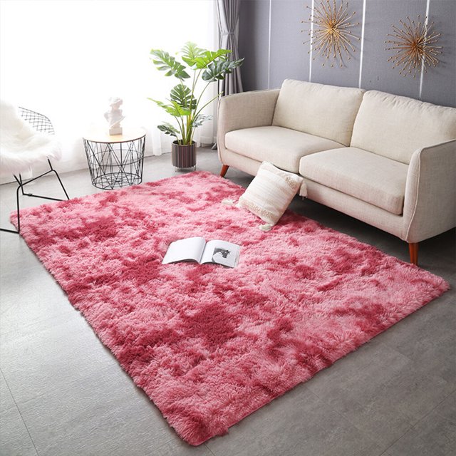 maskred Carpet Nordic INS Modern Simple Rectangle Rug Tie-Dye Plush Thick Derotation Mat Footcloth Guestroom Bedside Kitchen Rose