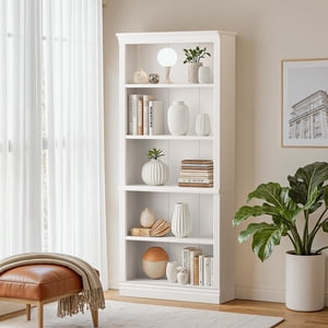 Homall Étagères de grande bibliothèque en bois 5 Display stockage Organisation Meubles pour Salon,Blanc
