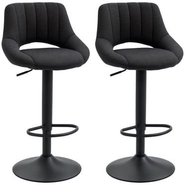 HOMCOM Bar Stools Set of 2 Swivel Adjustable Counter Height Barstools