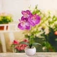 thumbnail image 4 of WRKEKC Clearance Fake Flowers Small Round Pot Phalaenopsis Three Flowers Bonsai Simulation Flower Arrangement Green Plant Simulation Potted Plants, 4 of 6