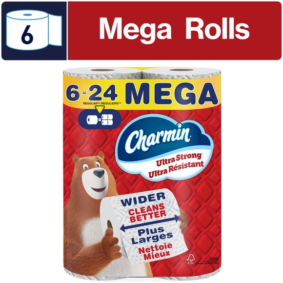 Charmin Toilet Paper Ultra Strong, 6 Mega Rolls, 2-ply Bath Tissue