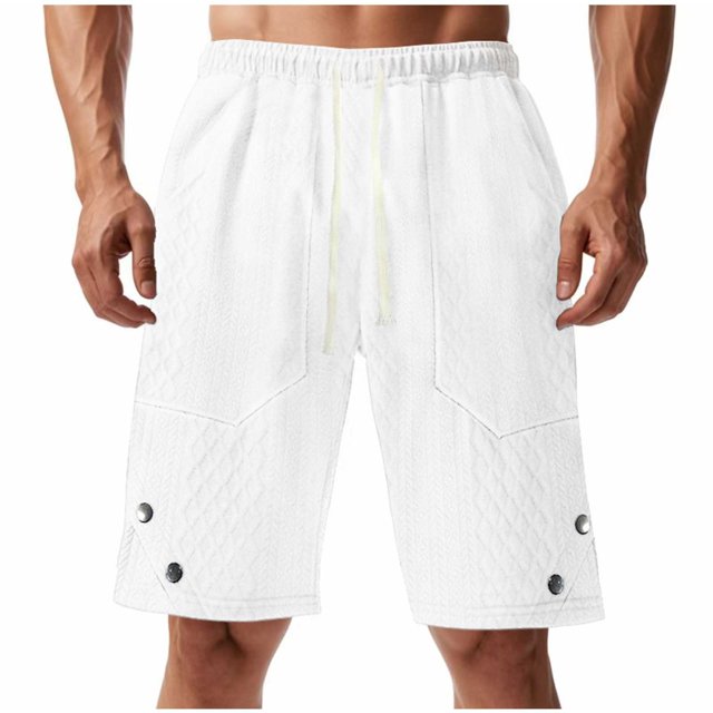hotojiny Men's Lounge Shorts with Pockets Fashion Textured Summer Short Pants Casual Drawstring Running Workout Shorts