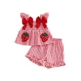 thumbnail image 1 of Toddler Baby Girl Summer Clothes Watermelon Print Tank Tops Ruffle Cuffs Shorts 2Pcs Sweet Outfit, 1 of 8