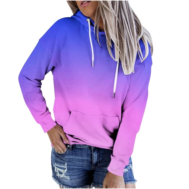 Penkiiy Chandails à Capuche pour Femmes Mode Chandails Décontractés pour Femmes Sweat à Capuche Patchwork Blouse à Capuche pour Dames Pull Rose Vif Vêtements Y2K