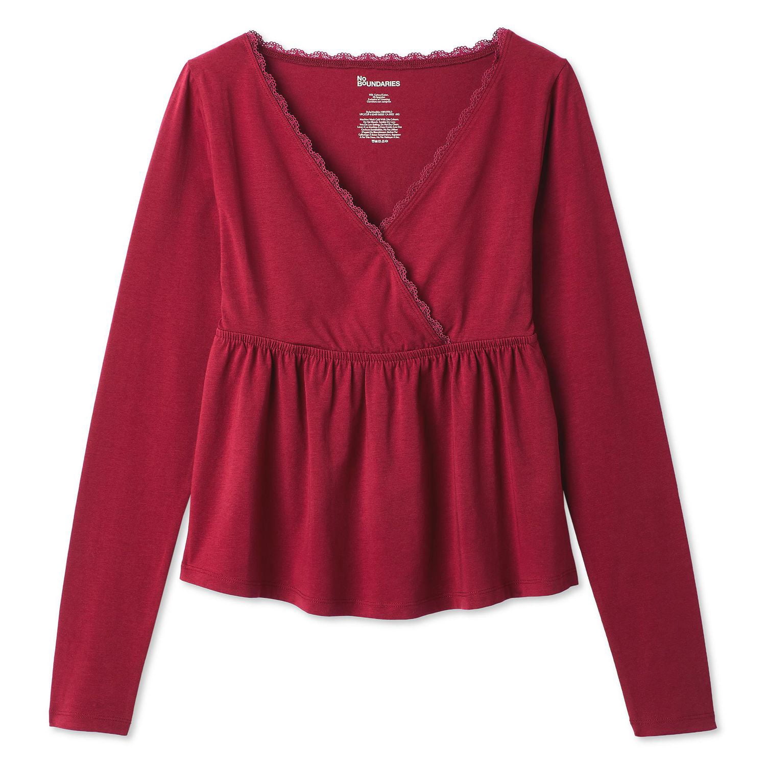 No Boundaries Women'S Long-Sleeve Babydoll Top