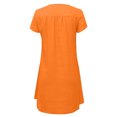thumbnail image 4 of HKEJIAOI Robe Femme Femme Manches Courtes Col en V Décontractée Chaude Vacances Couleur Unie Mini Robe Droite Économies Liquidation Orange, 4 of 8