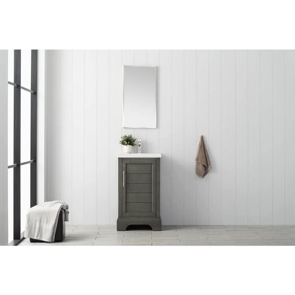 Vanity Art 20 Inch Single Sink Bathroom Vanity with Ceramic Sink and Top, Without Mirror