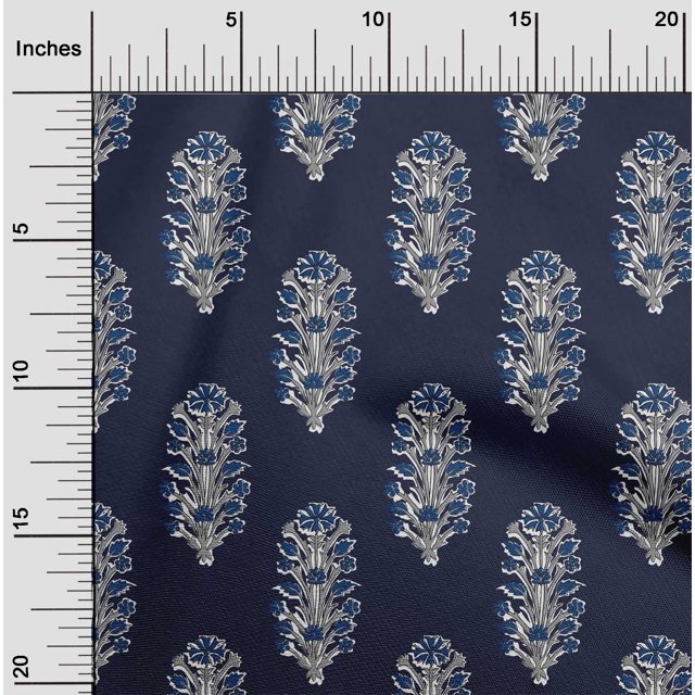 oneOone Cotton Poplin Fabric Leaves & Floral Block Decor Fabric Printed BTY 42 Inch Wide