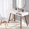 thumbnail image 4 of GloryStar 42 Inch Modern Simple Home Office Writing Desk, Mid Century Computer Desk with Drawer and Open Storage Cubby, Small Vanity Table Desk for Bedroom, 4 of 7