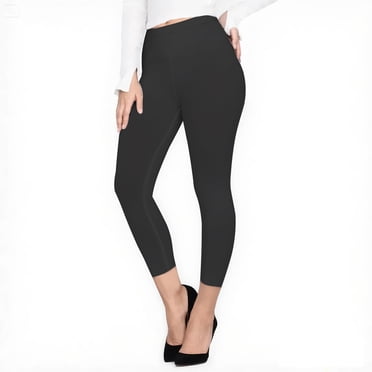 Hitime High Waisted Capri Leggings for Women Tummy Control Workout Pants for Women, Capri Length Grey S-M