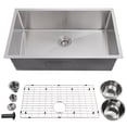 thumbnail image 2 of GloryStar Undermount Single Bowl Kitchen Sink, 304 Stainless Steel Deep Basin, Hand-Welded, Includes Bottom Grid & Accessories, 2 of 7