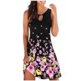 thumbnail image 1 of EQWLJWE Robe Longue pour Femmes Mode pour Femmes Vintage Col Rond Sans Manches à Imprimé Floral Robes à Boutons Rondes, 1 of 6