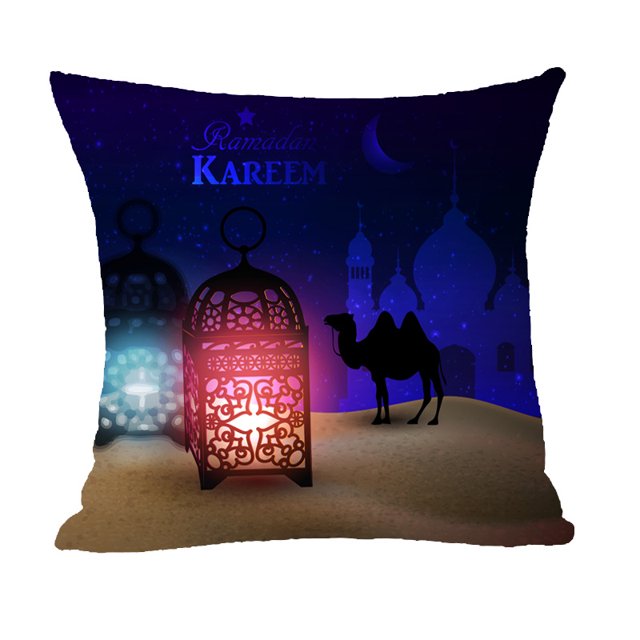 2 Pcs Housse de Coussin Design Ramadan Festival Taie d'Oreiller 18"x18 Pouces Mystère 26