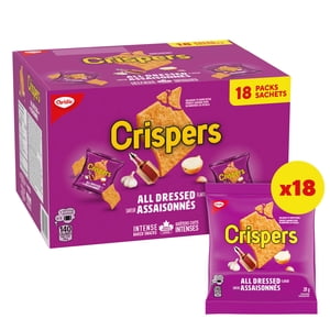 CRISPERS, All Dressed Flavour, 18 Individually Wrapped Snack Packs, Bulk Lunch School Snacks, Value Pack, Is It a Chip or a Cracker